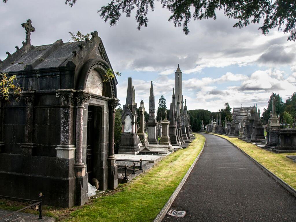 One of the walkways in Glasnevin Cemetery in Dublin, Ireland