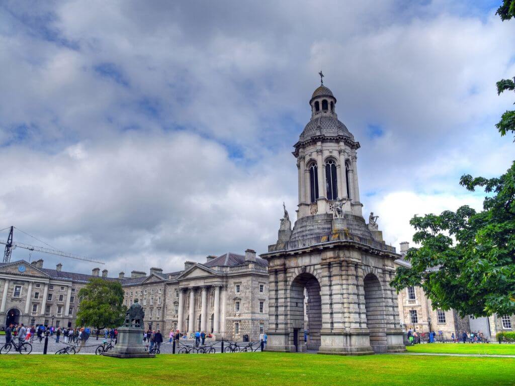 A picture of the Campanile tower in the grounds of Trinity College, Dublin, Ireland