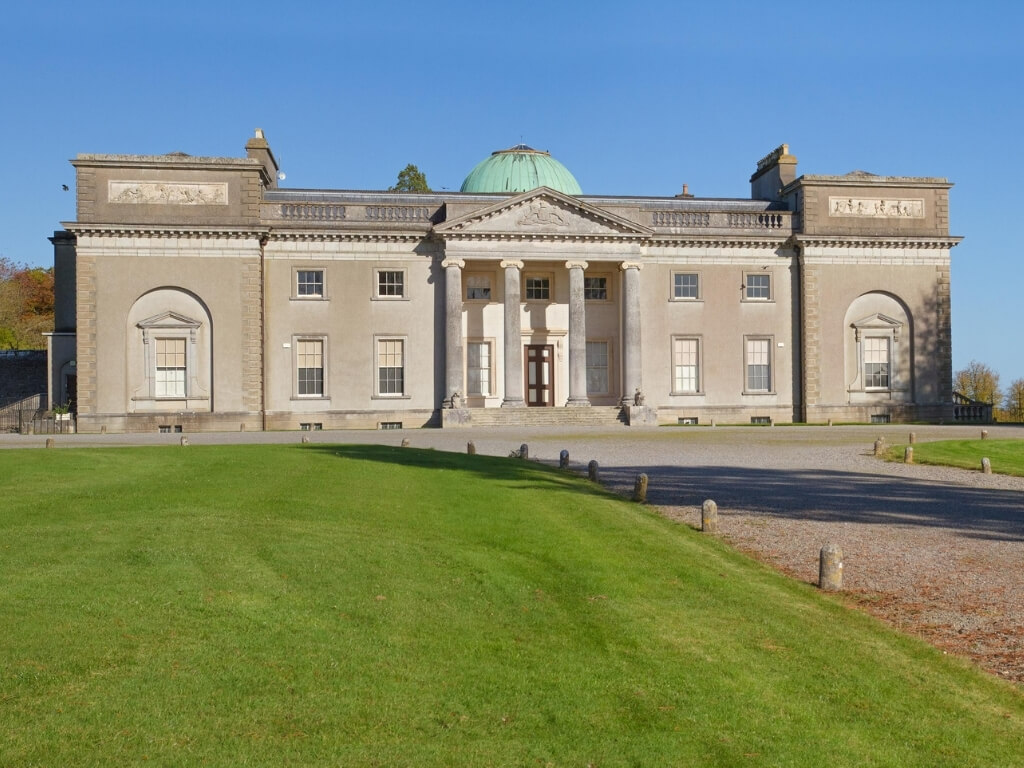 A picture of Emo Court with its green dome in County Laois, Ireland