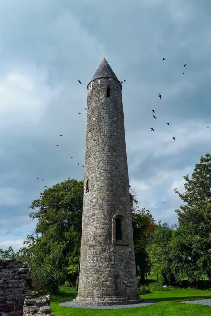 A picture of the Timahoe Round Tower in County Laois, Ireland