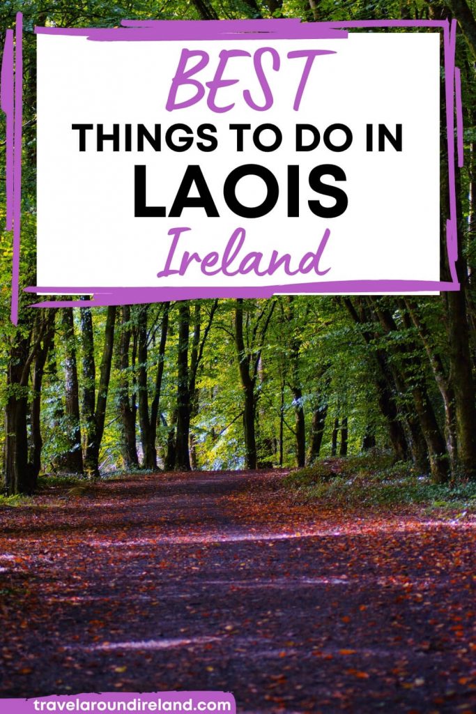 A picture of a woodland track with text overlay saying Best Things to Do in Laois, Ireland