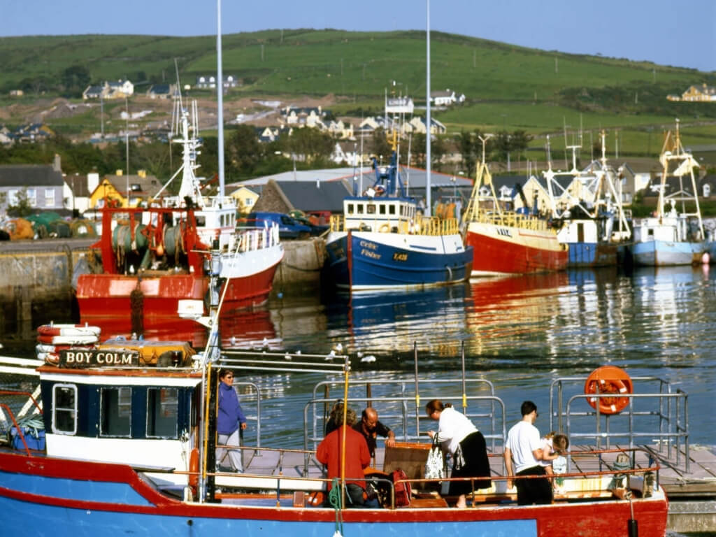 A picture of the colourful fishing boats in Dingle Harbour, Kerry, Ireland