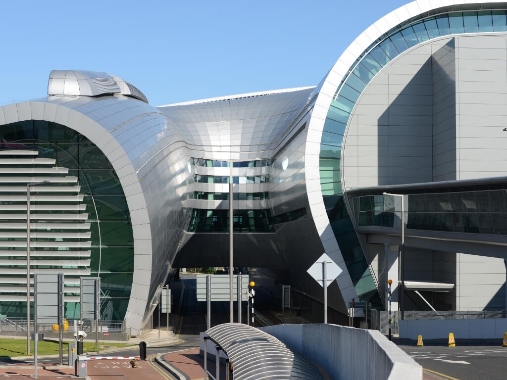 A picture of one of the terminal buildings at Dublin Airport