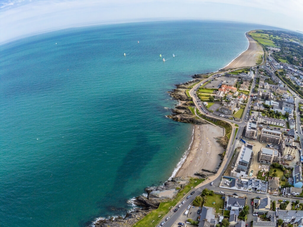 An aerial picture of the two beaches and front at Greystones, County Wicklow