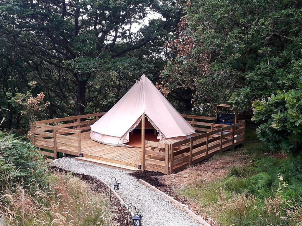 A picture of one of the bell tents at Acorn Wood Glamping, Mayo in the forest