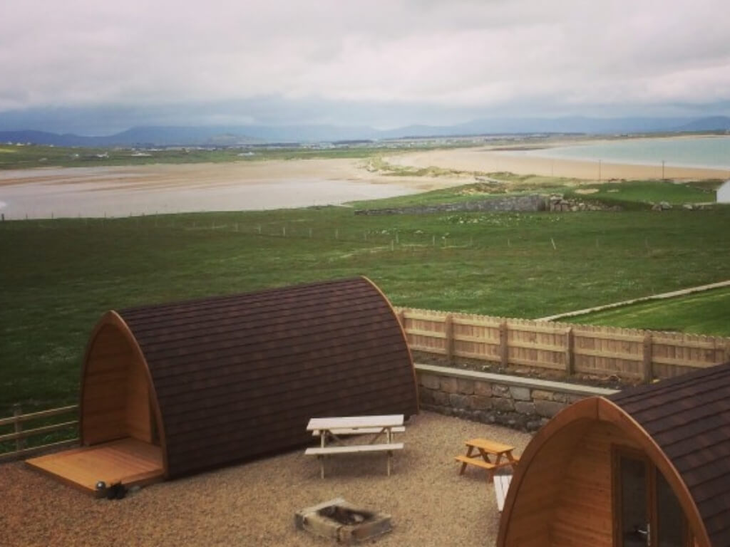 A picture of the two glamping pods at Belmullet Coast Guard Station, Mayo