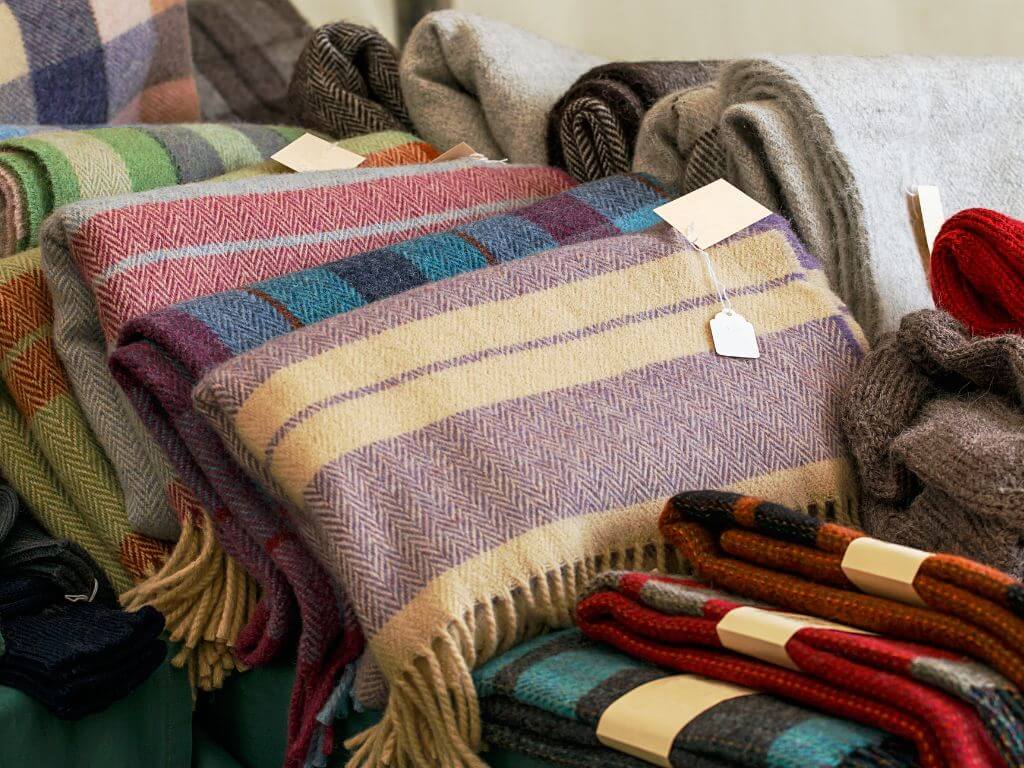 A picture of some wool blankets for sale