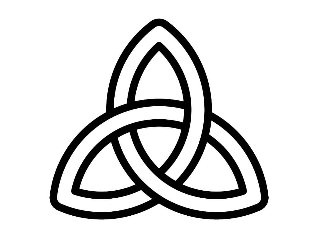 A black and white picture of the Triquetra Celtic Symbol