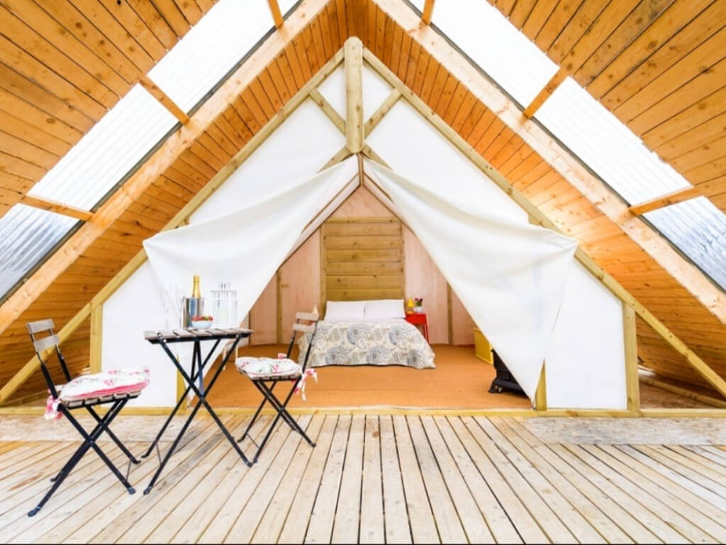 A picture of the entrance to one of the pods of the Killarney Glamping at The Grove