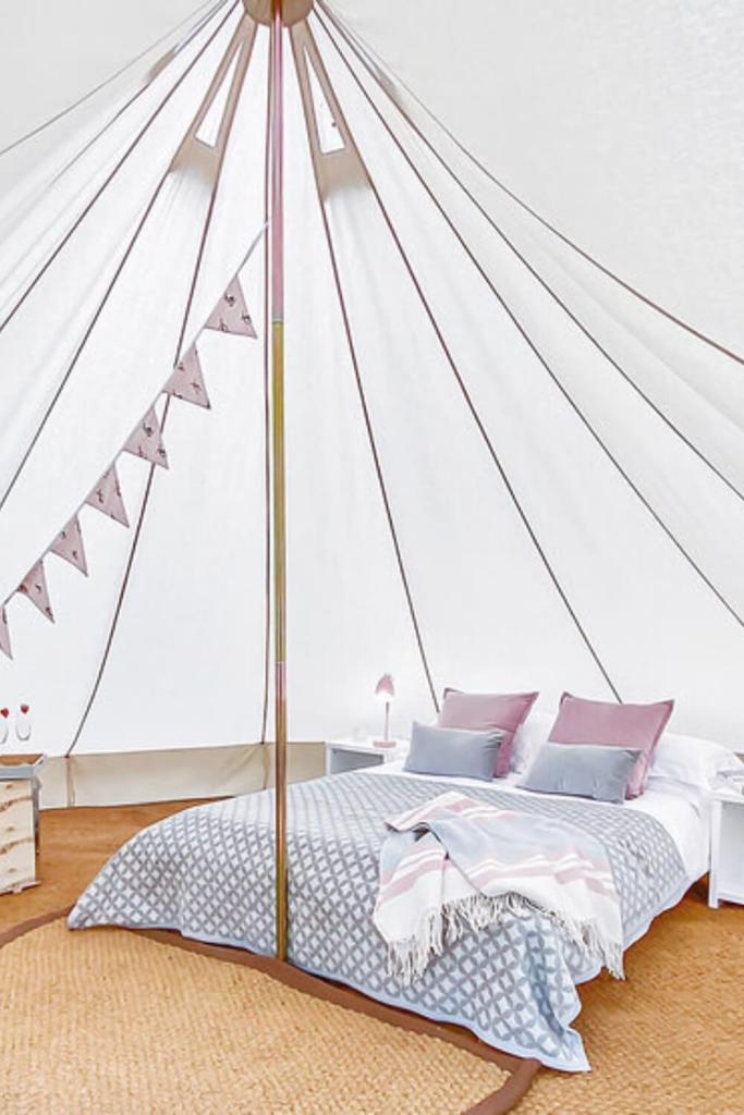 A picture inside one of the bell tents at Wild Atlantic Way Glamping, Cork