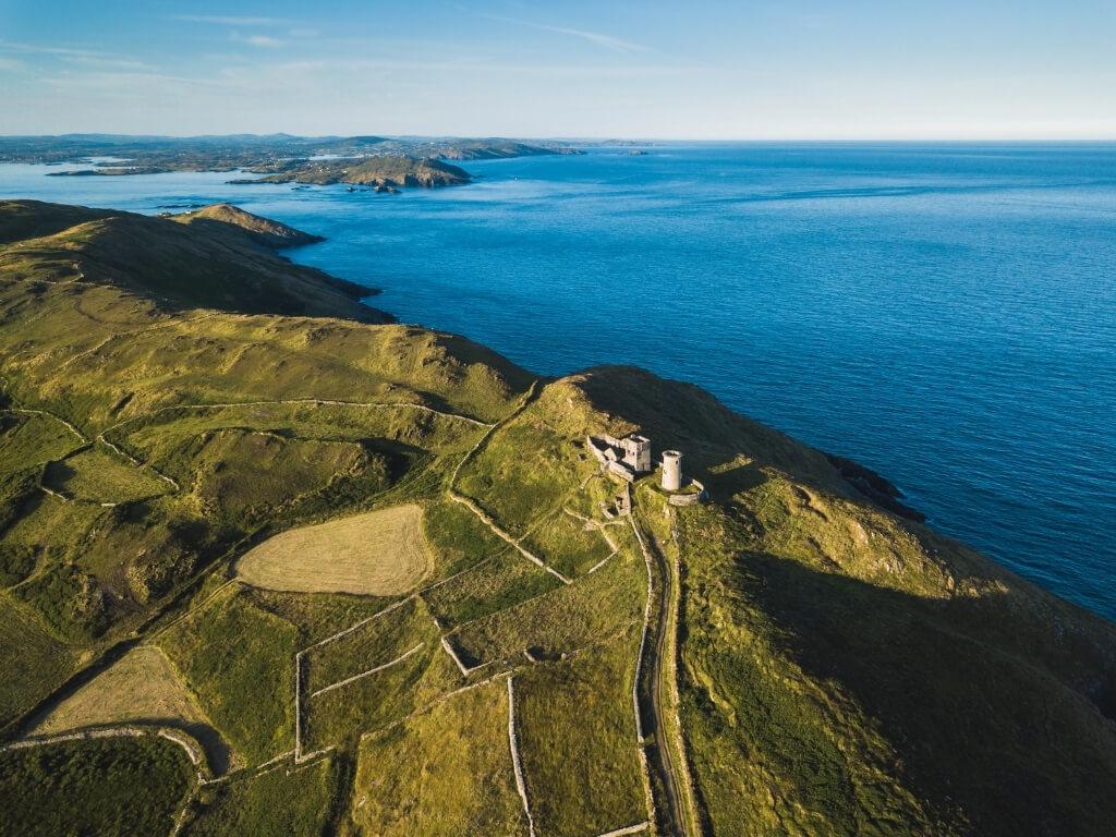 An aerial picture of the Old Lighthouse, Cape Clear Island, Cork