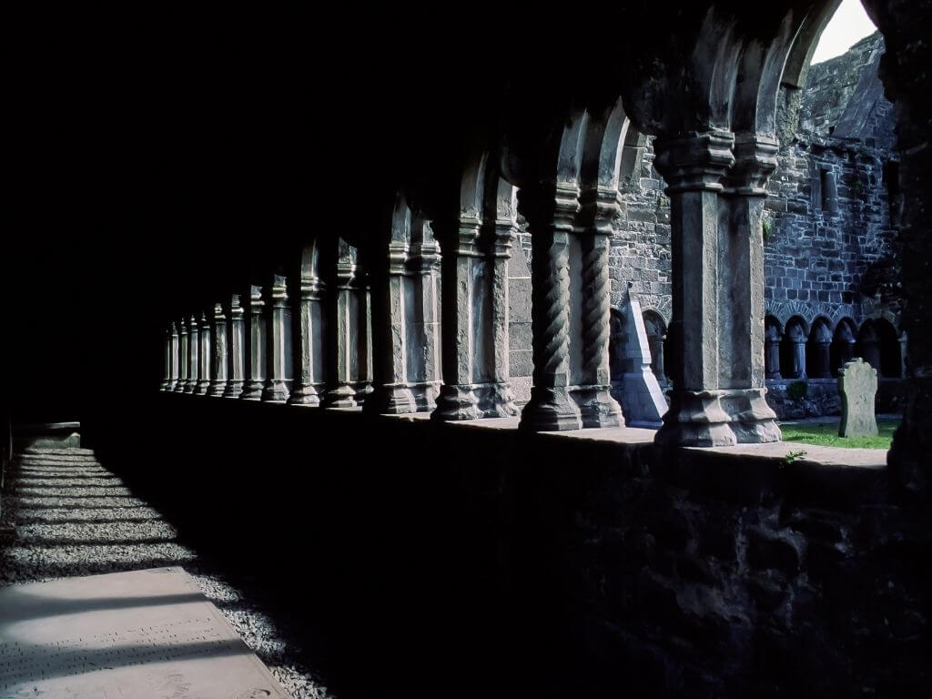 A picture inside the cloisters of Sligo Abbey