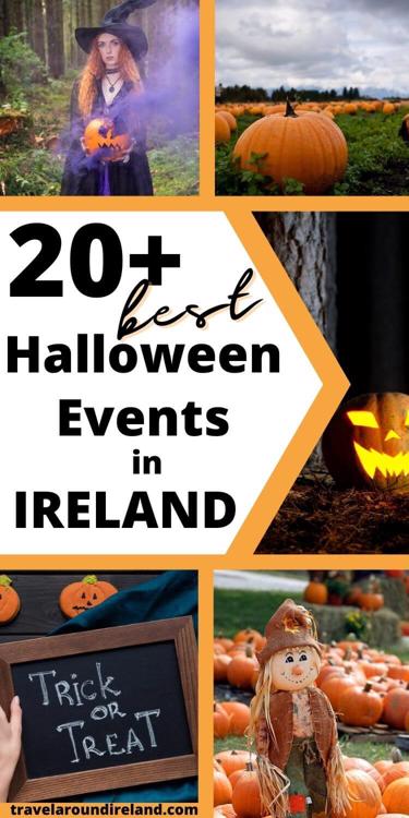 A grid of 5 Halloween themed images with text overlay saying 20+ Best Halloween Events in Ireland