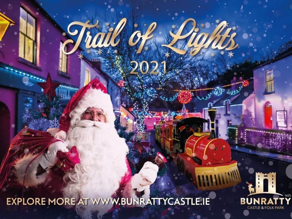 A picture of the advertisement for Trail of Lights at Bunratty Castle and Folk Park