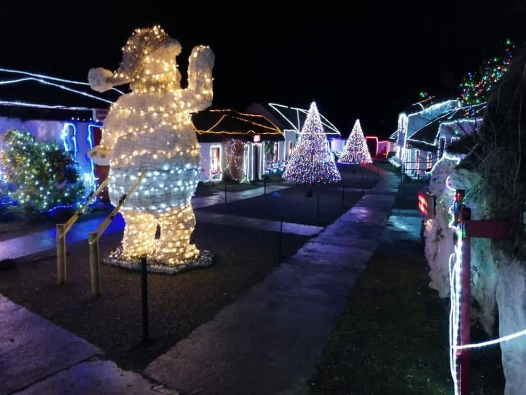 A picture of some of the Christmas illuminates at Donegal's Lapland, Doagh Famine Village