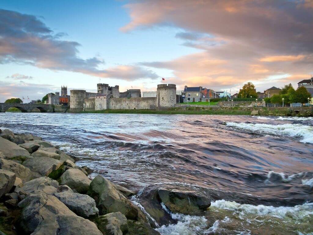 A picture of King John's Castle and the River Shannon in Limerick City, Ireland