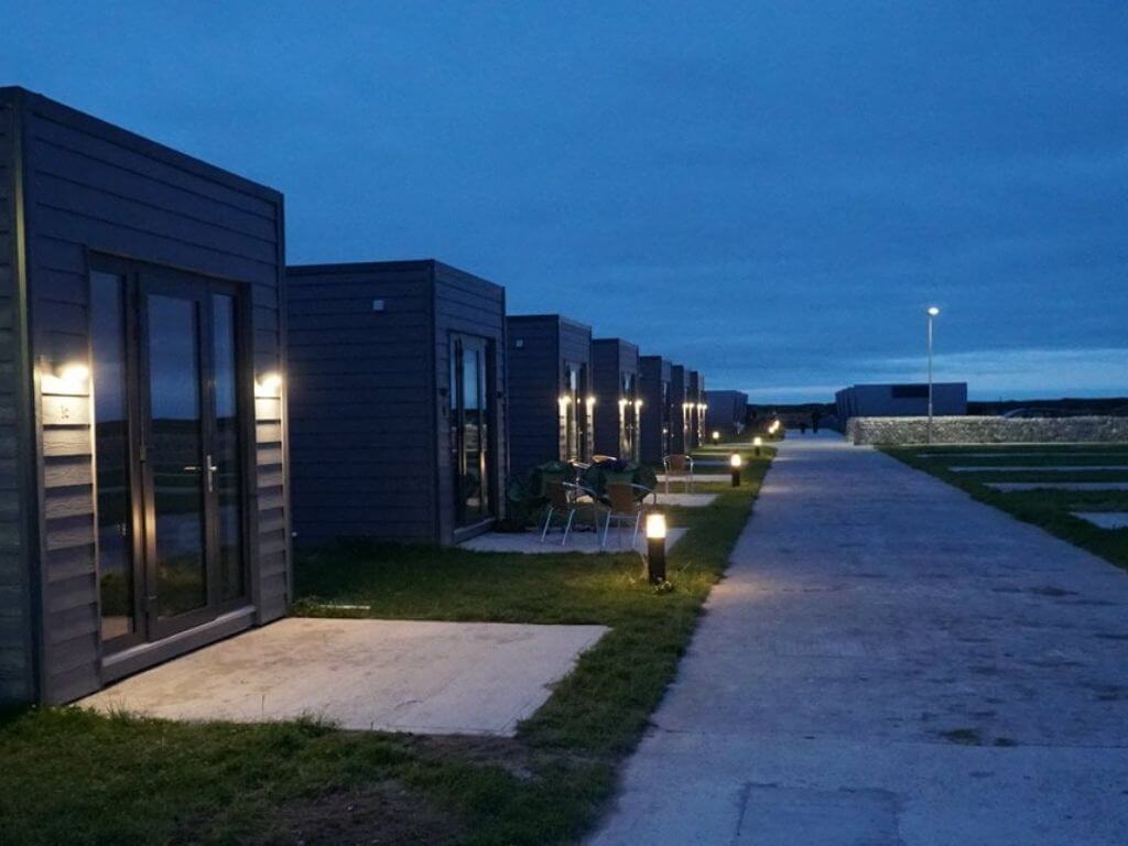 A picture of the glamping cabins at Aran Islands Glamping