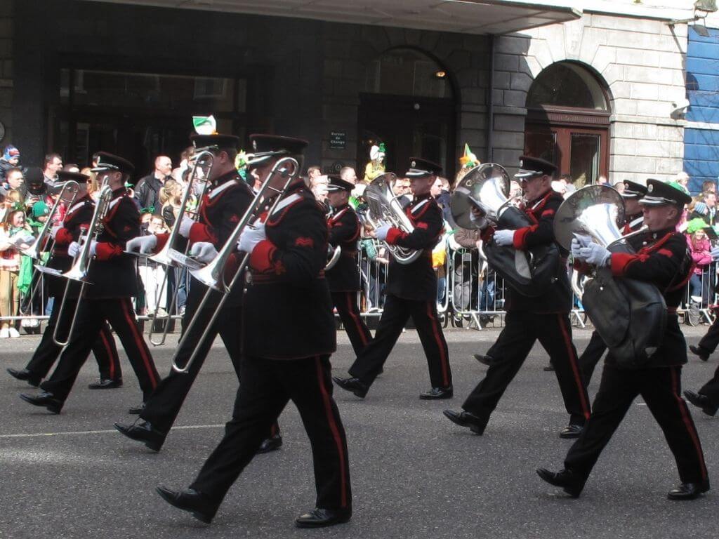 A marching band taking part in the St Patrick's Day Parade, Cork