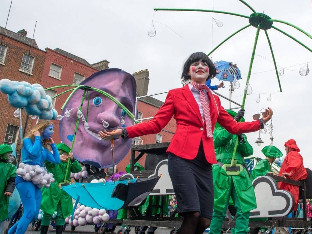 A picture of some of the participants and floats of the St Patrick's Day Parade, Dublin 2015
