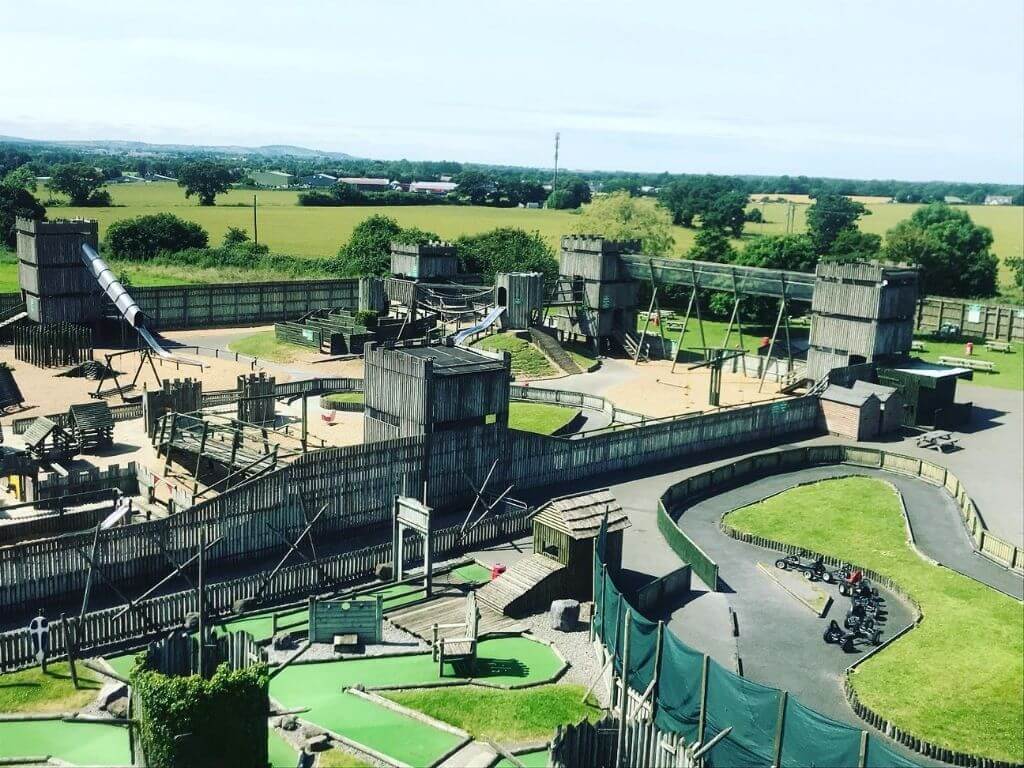 An aerial shot of Fort Lucan Outdoor Adventureland