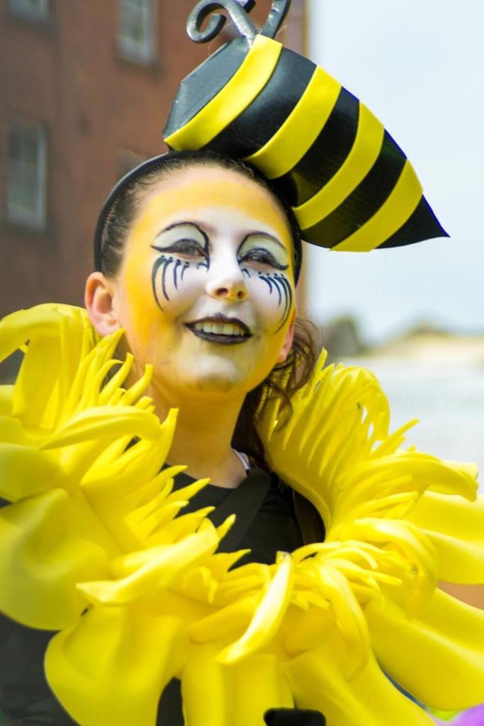 A lady dressed as a bumblebee in the St Patrick's Day Parade, 2015 Dublin