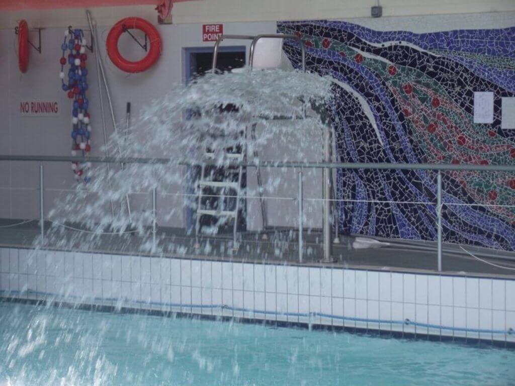 A picture of one of the water fountains at Kilkee Waterworld