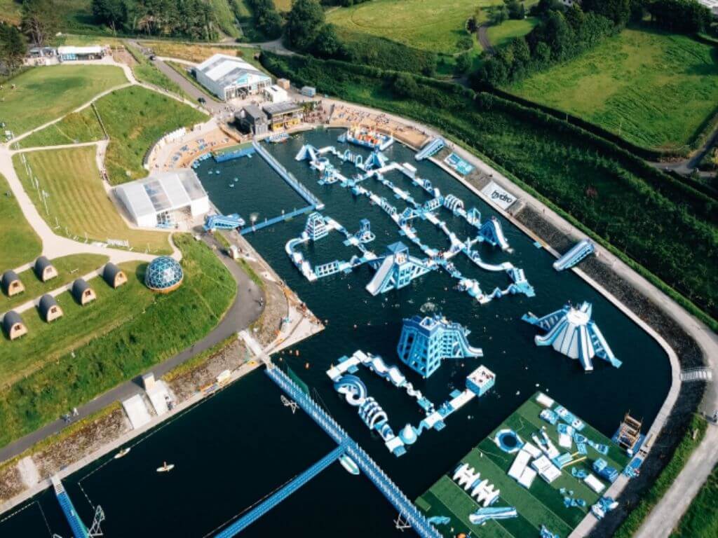 An aerial shot of the course at Let's Go Hydro Aqua park