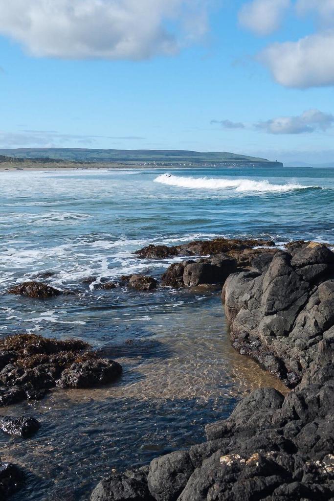 A picture of the rocky shoreline at Portstewart where rockpools form at low tide