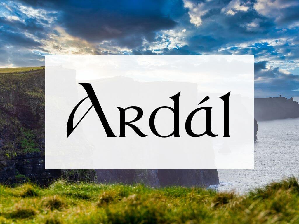 A picture of the Cliffs of Moher and a textbox over it containing the word Ardal