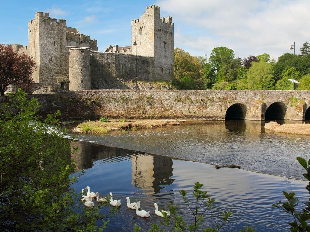 A picture of Cahir Castle, Tipperary from across the River Suir
