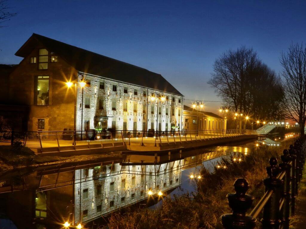 A picture of the Tullamore Dew Visitor Centre by night