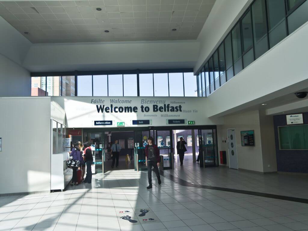 A picture of the Belfast Train Station Entrance