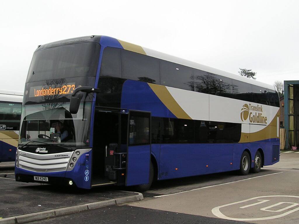 A picture of the Londonderry Goldline Bus in Northern Ireland