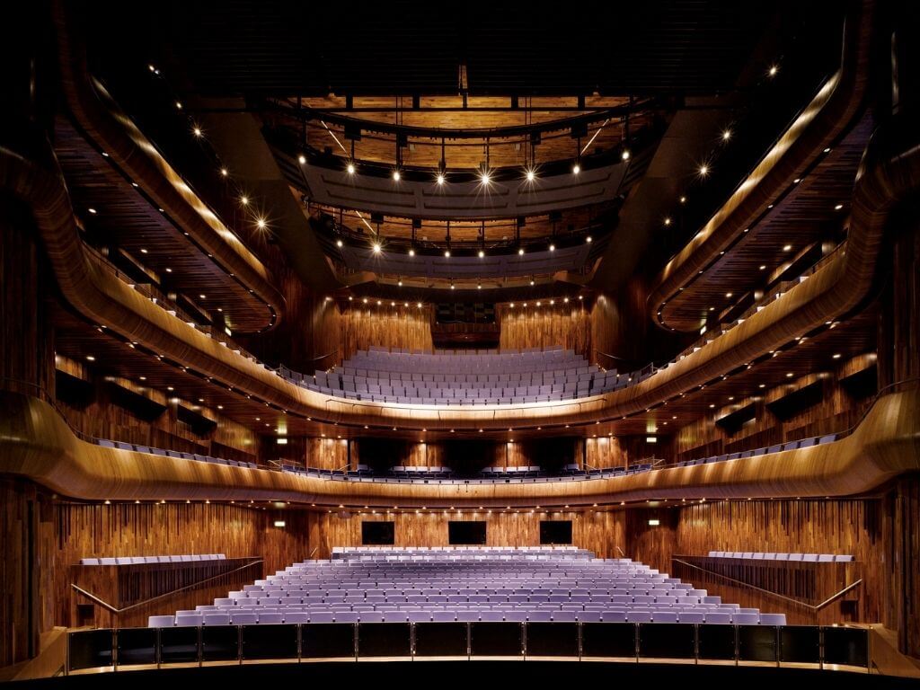 A picture of the opulent interior theatre of the National Opera House, Wexford
