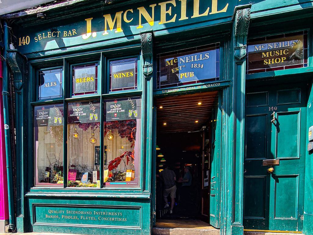 A picture of the front of McNeill's pub in Dublin, Ireland