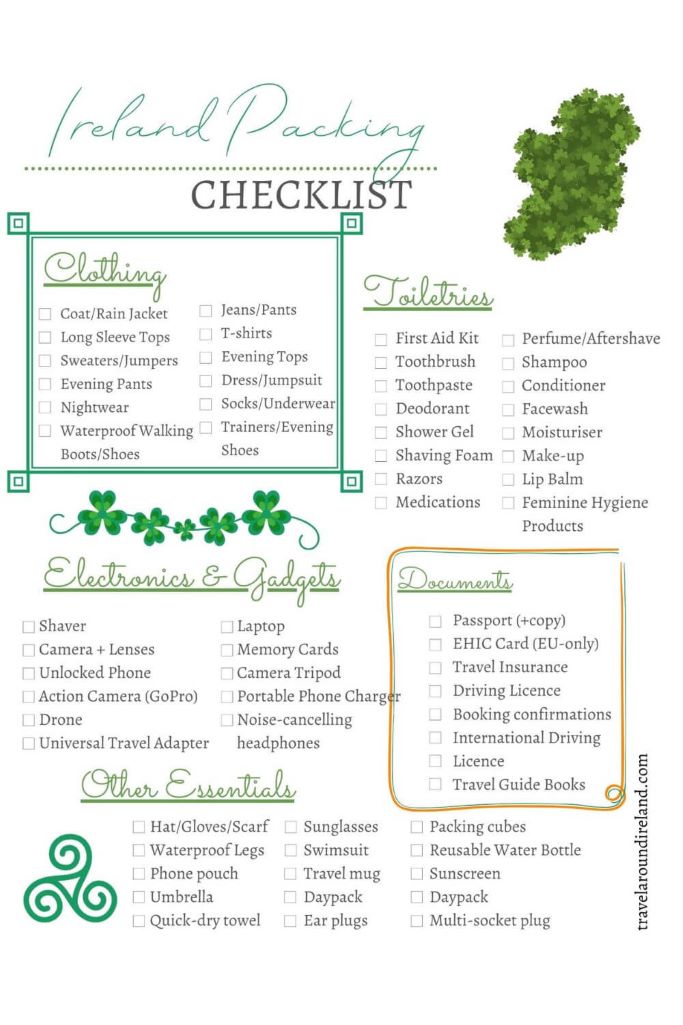 The best Ireland packing list printable