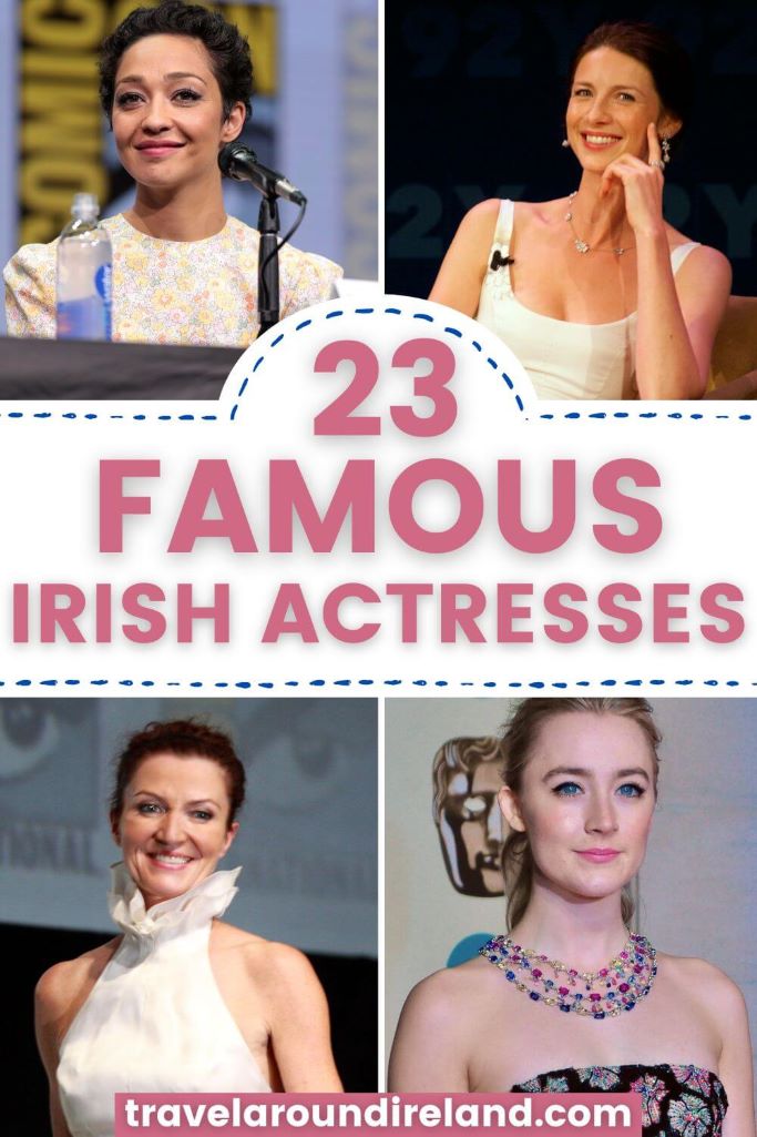 A grid of four actresses from Ireland and text overlay saying 23 famous Irish actresses