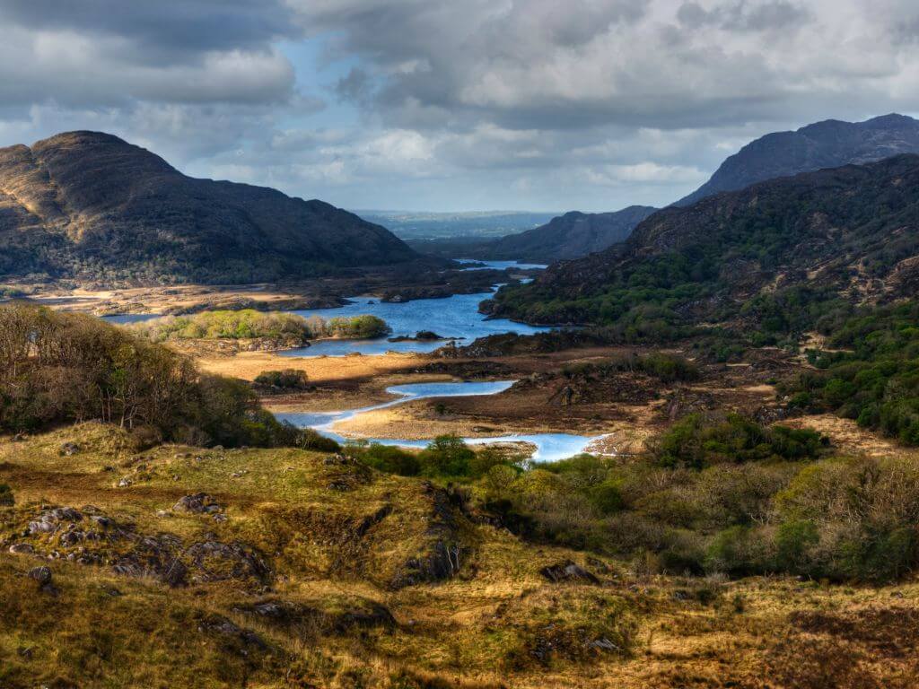 A picture of the Killarney Lakes from Lady's View on the Ring of Kerry