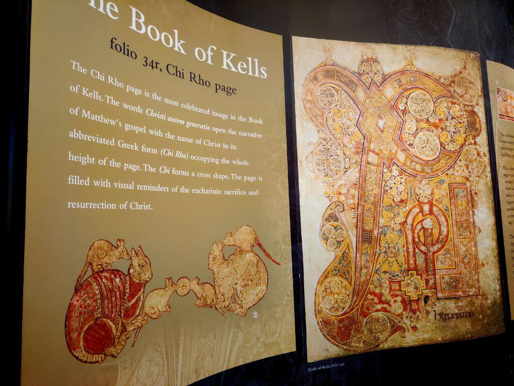 A picture of one of the displays of the Book of Kells Exhibition, Trinity College, Dublin.