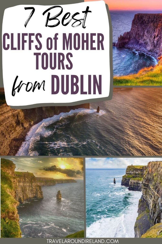 A grid of four different pictures of the Cliffs of Moher and text overlay saying 7 best Cliffs of Moher tours from Dublin