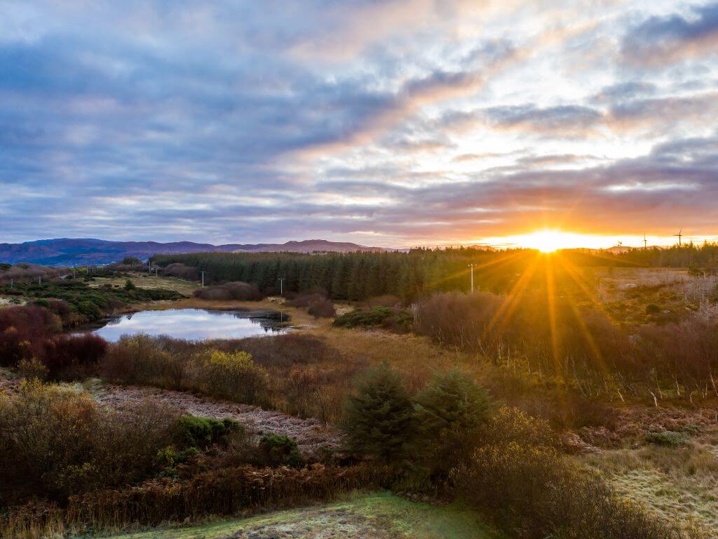 A picture of sunrise over a peatbog in County Donegal, Ireland