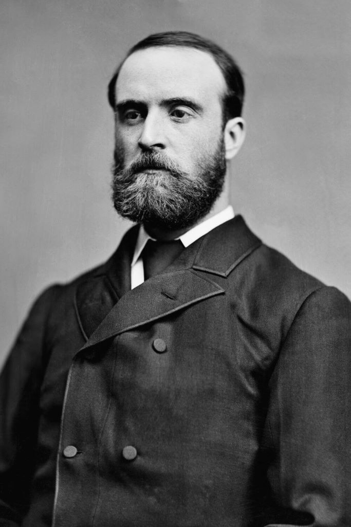 A black and white portrait picture of Charles Stewart Parnell, a leading figure in Irish history in the late 19th century.