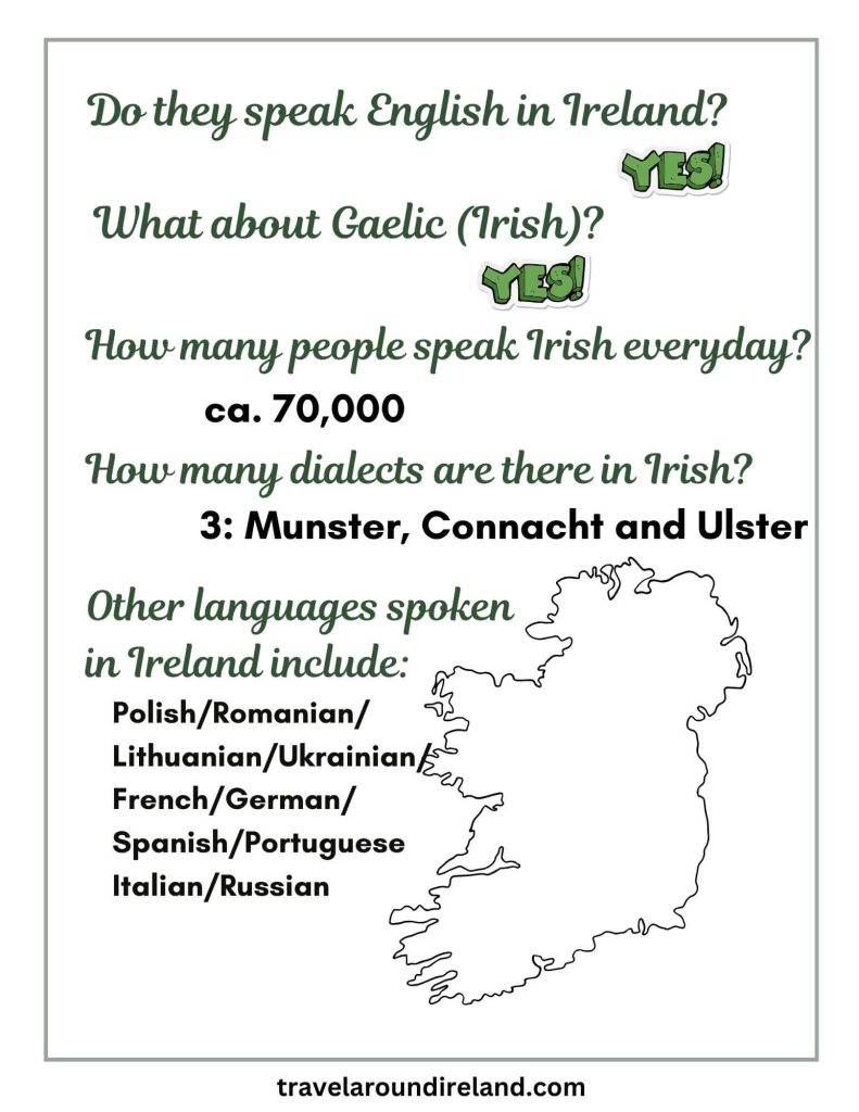 A graphic about languages spoken in Ireland.